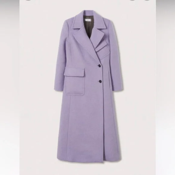 Mango Lavender Lapel-Collar Longline Coat - Picture 2 of 2